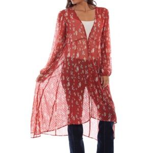 Honey Creek by Scully XL Women's Printed Swiss Dot Duster Western Cactus Country